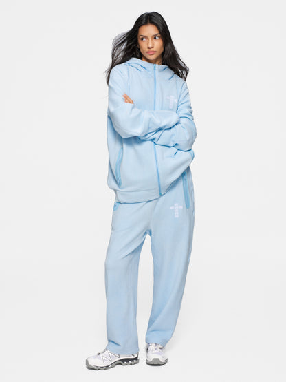 Blue Fleece Tracksuit Zip-Up Hoodie
