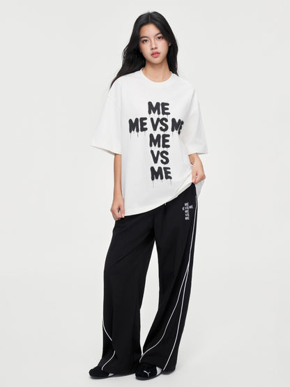 Piping Wide-Leg Track Pants