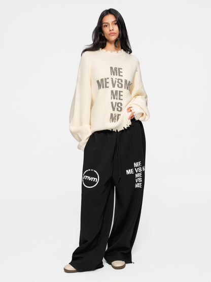 Distressed Logo Knit Sweater