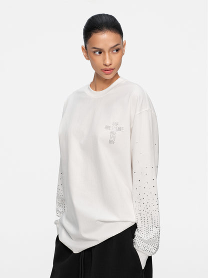 Langarmshirt mit Farbverlauf und Strasssteinen