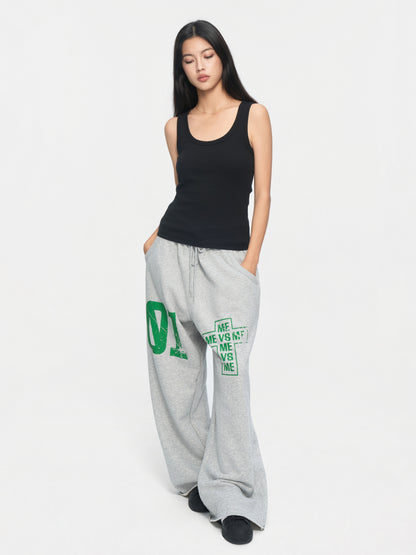 Distressed Wide-Leg Sweatpants