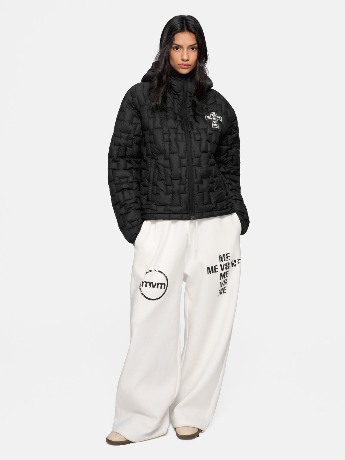 Cross-Quilted Padded Jacket