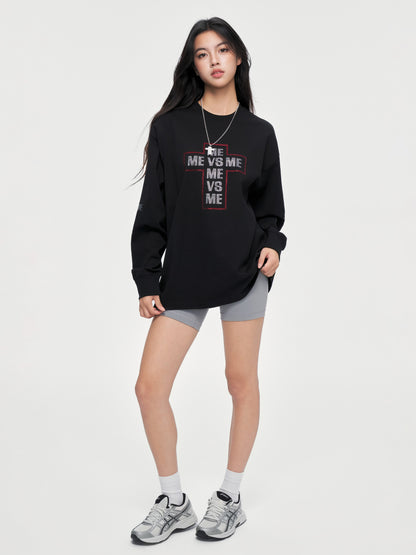 Rhinestone Cross Long Sleeve T-Shirt