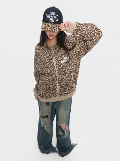 Embroidered Leopard-Brim Cap