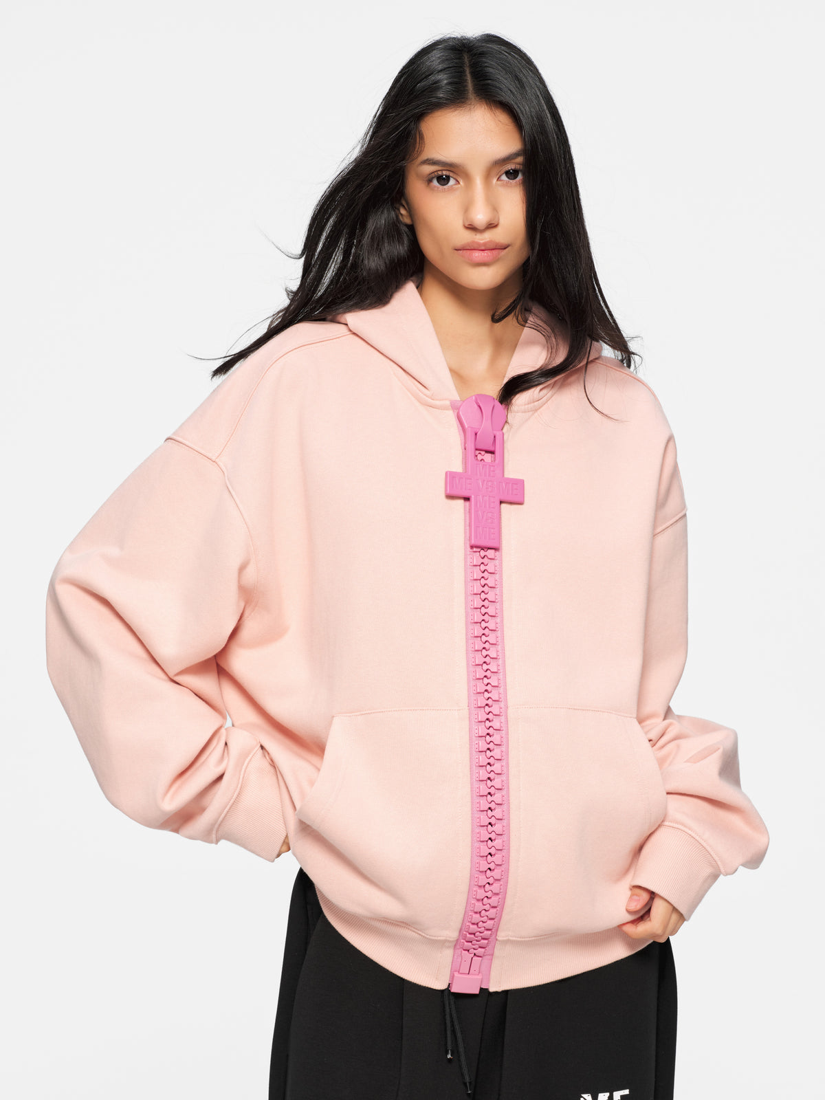 Contrast Chunky big zipper hoodie