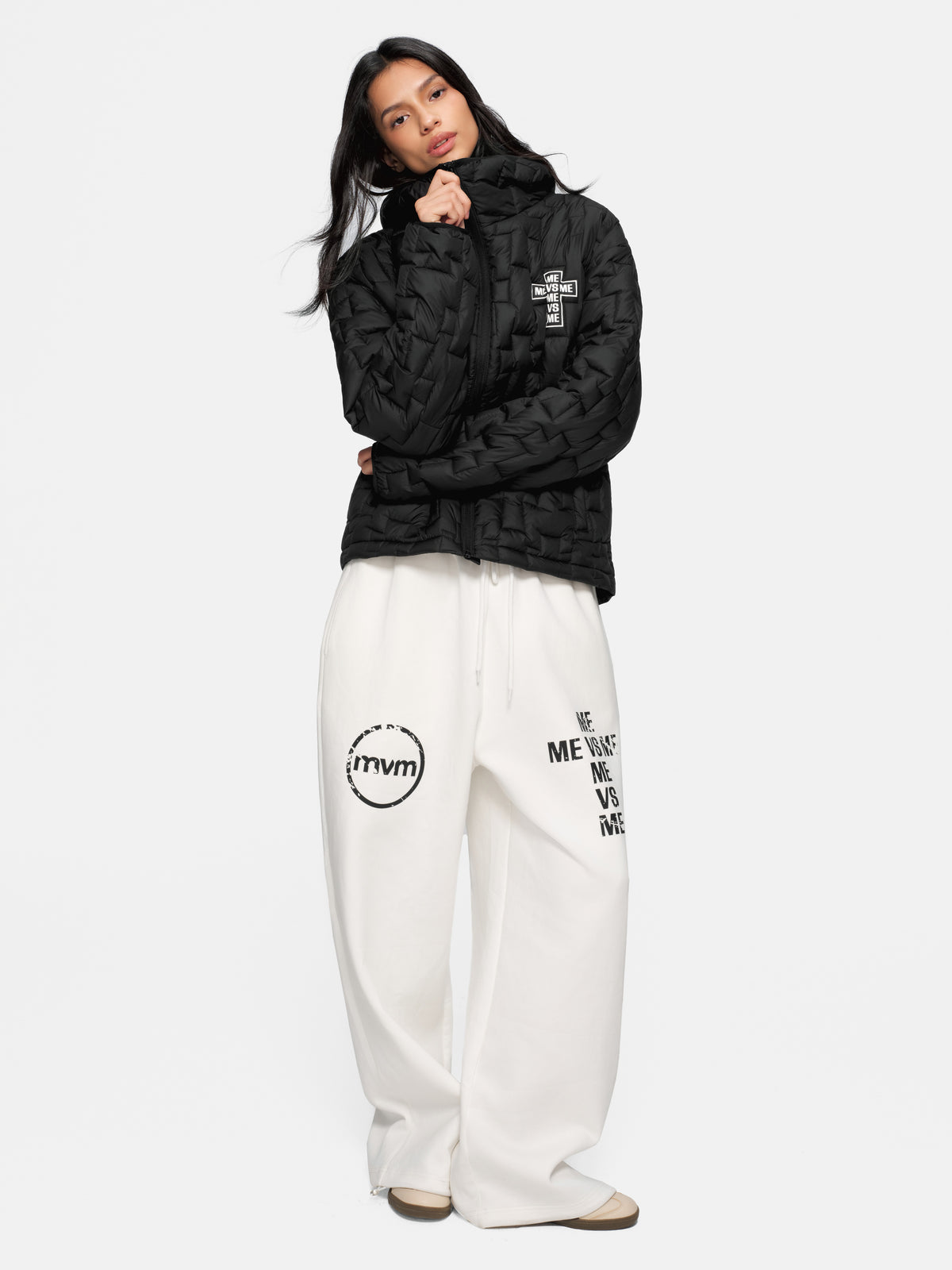 Cross-Quilted Padded Jacket