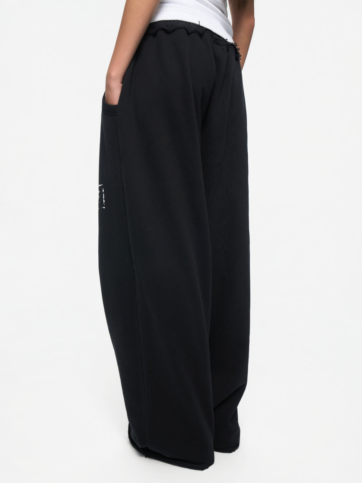 Distressed Wide-Leg Sweatpants