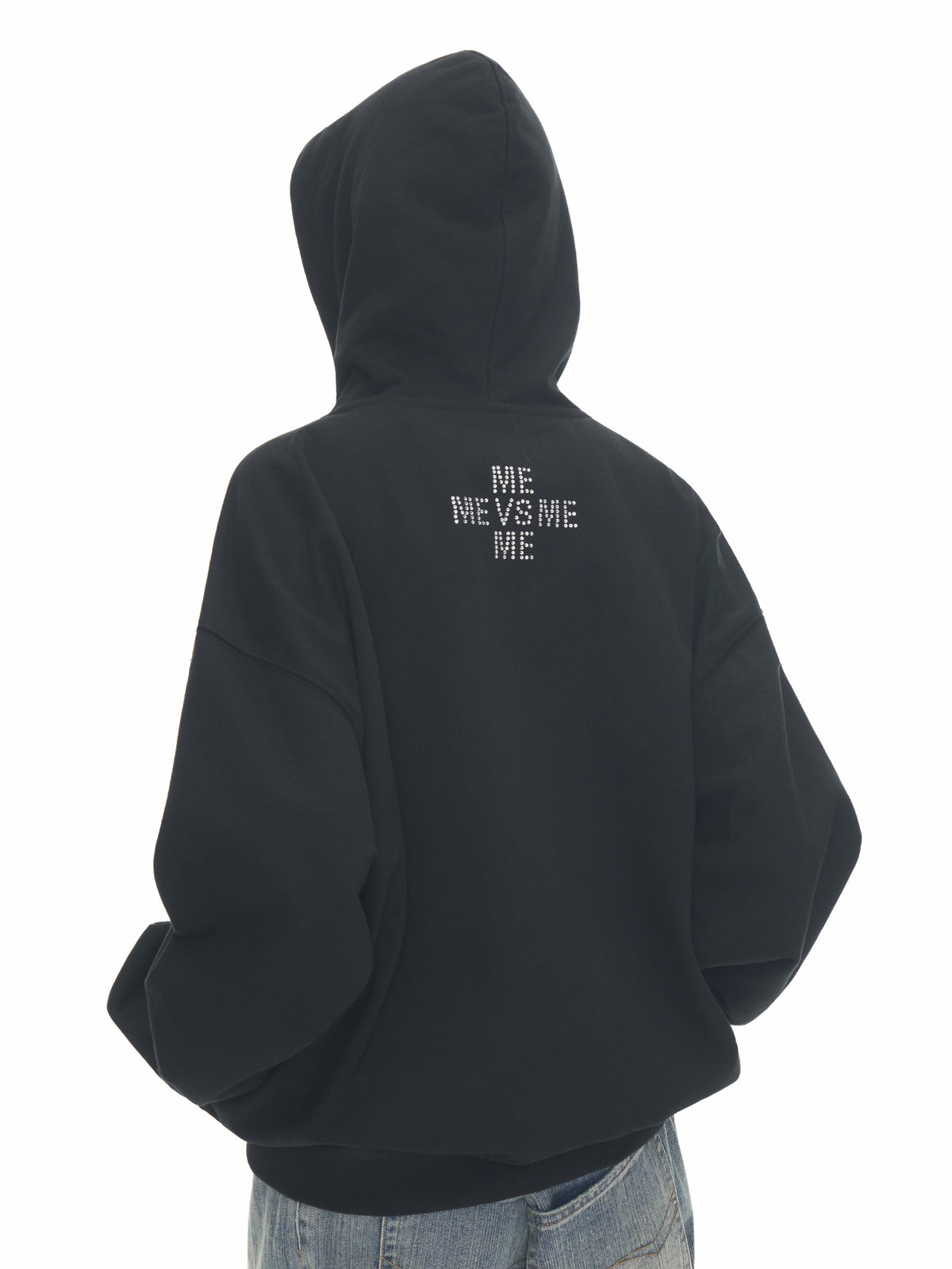 RHINESTONE LOGO ZIP HOODIE