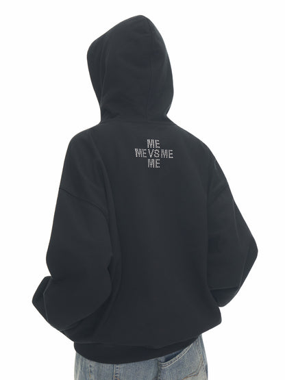 RHINESTONE LOGO ZIP HOODIE