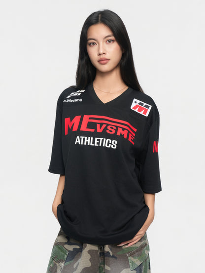 Mesh-Trikot mit V-Ausschnitt und „99“