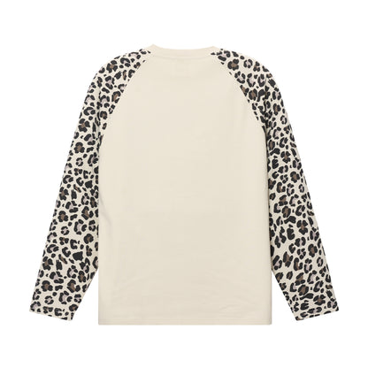 Raglan-Langarm-T-Shirt mit Leopardenmuster